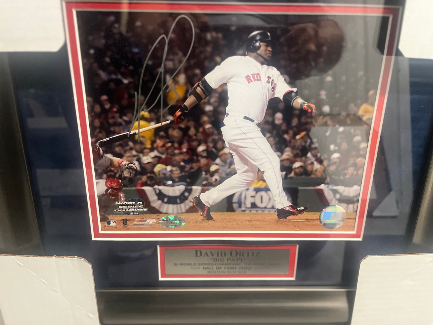 RED SOX LEGEND DAVID ORTIZ SIGNED AND CUSTOM FRAMED 8X10 W/NEP CERT