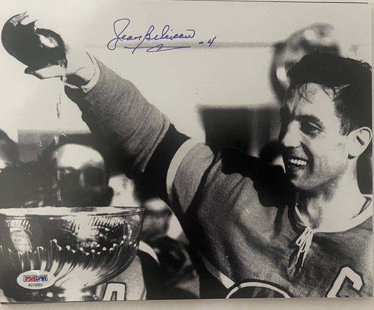 Jean Beliveau signed 8x10 Montreal HOF