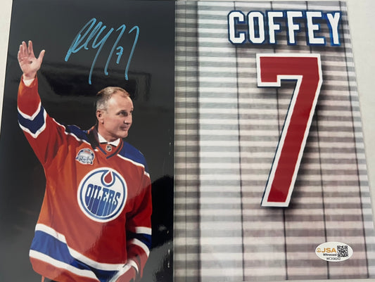 PAUL COFFEY SIGNED 8x10. EDMONTON NUMBER CEREMONY