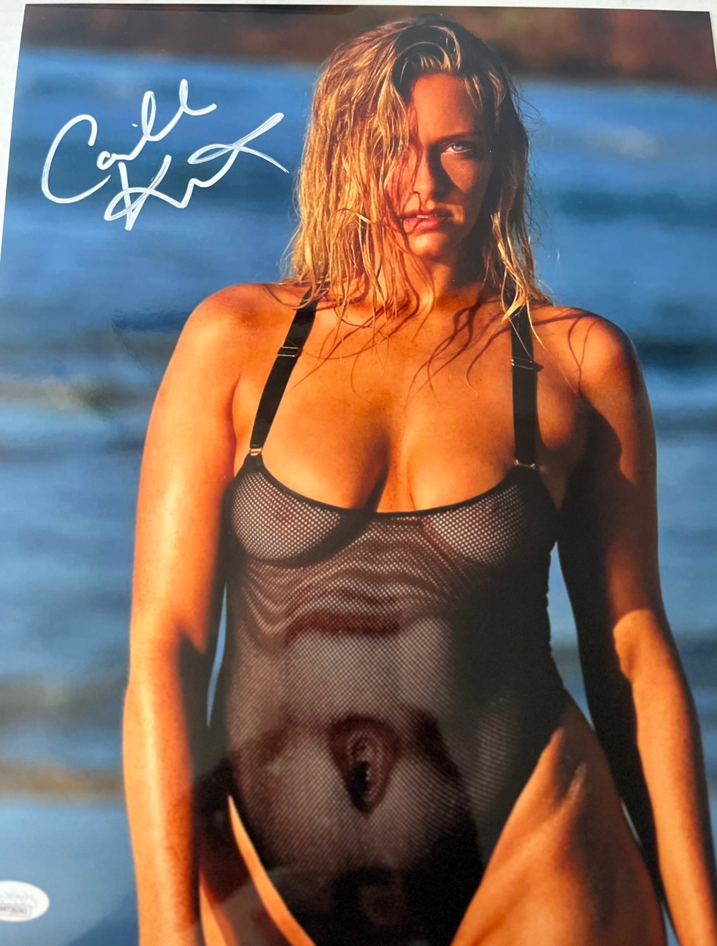 CAMILLE KOSTEK SIGNED 11X14 SPORTS ILLUSTRATED (2) W/JSA WITNESS ON METALLIC PAPER
