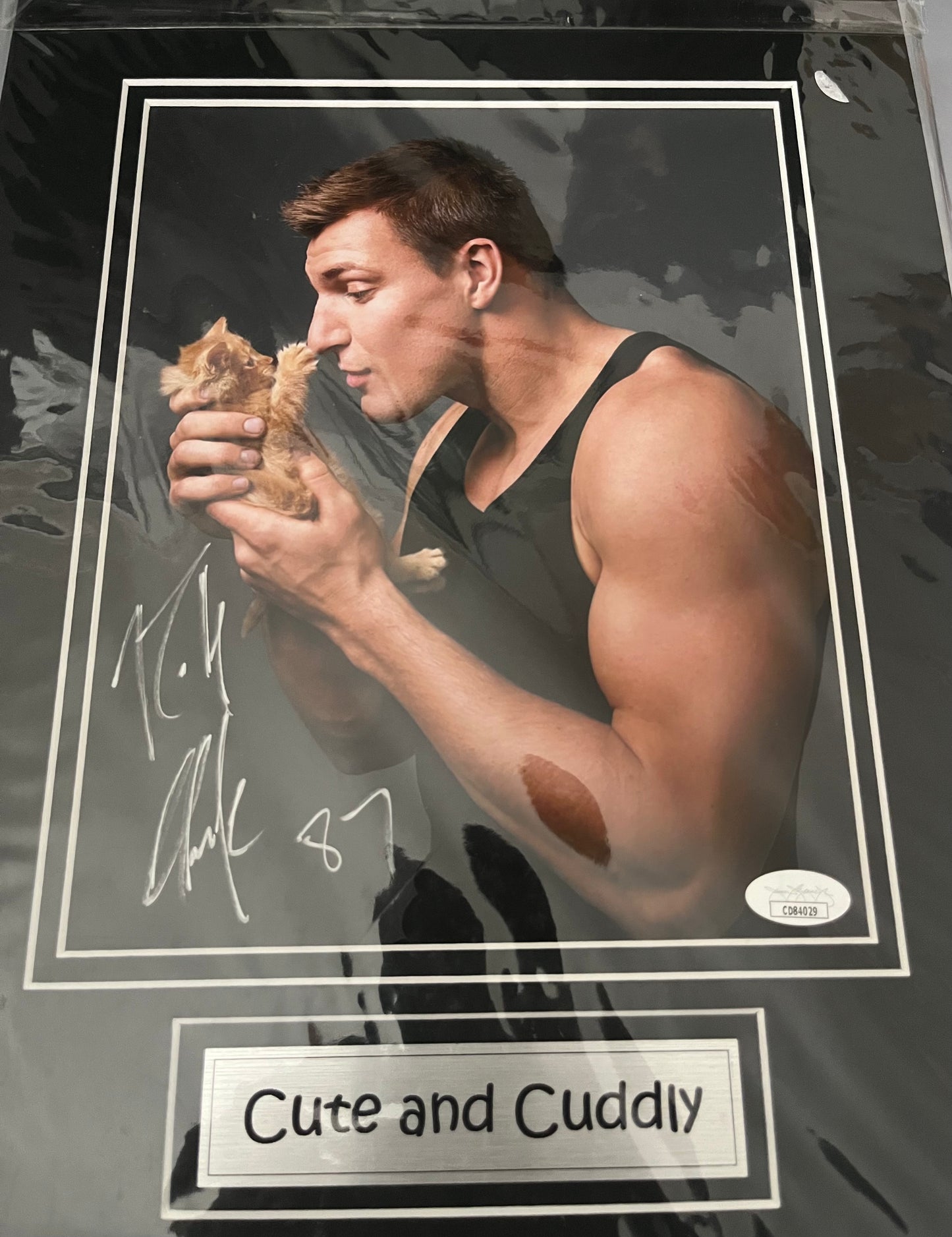 Rob Gronkowski sighed and matted 8x10 holding a kitten