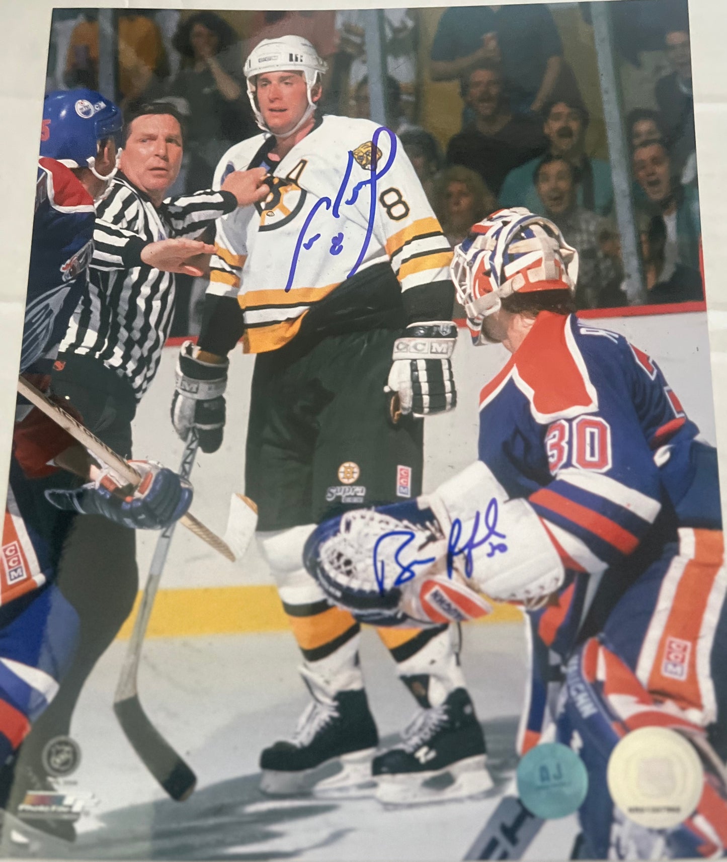 CAM NEELY & BILL RANFORD DUAL SIGNED 8X10 W/AJ'S HOLOGRAM