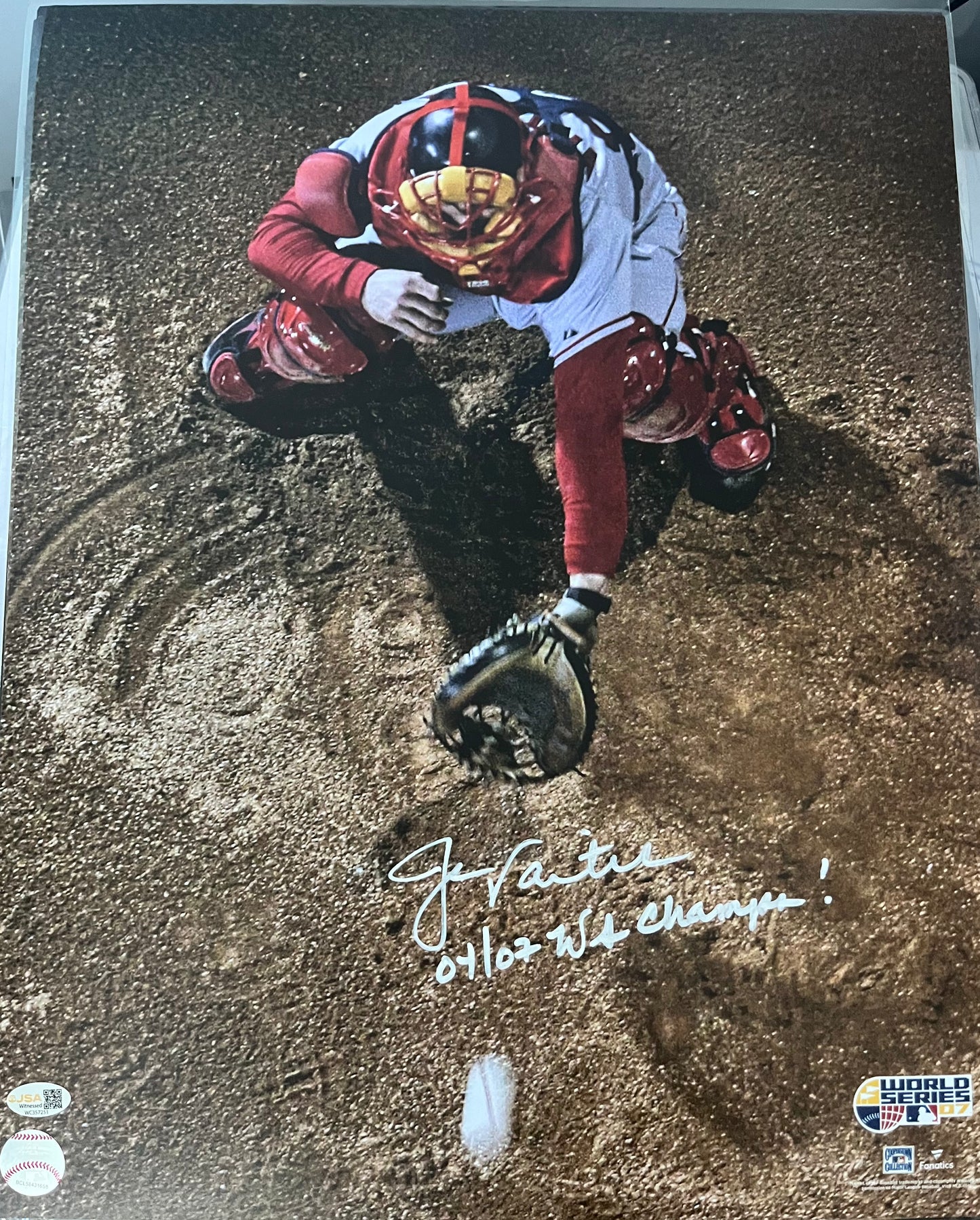 JASON VARITEK SIGNED 16x20 w/ World Series inscription