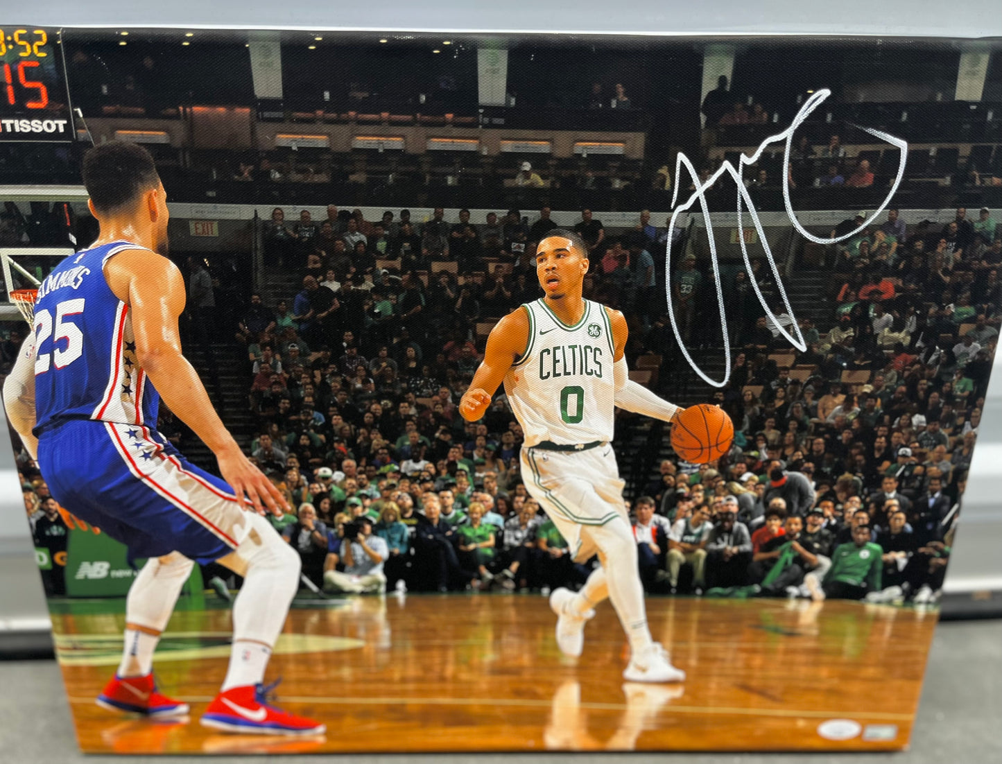 BOSTON CELTICS JAYSON TATUM SIGNED 16X20 STRETCHED CANVAS