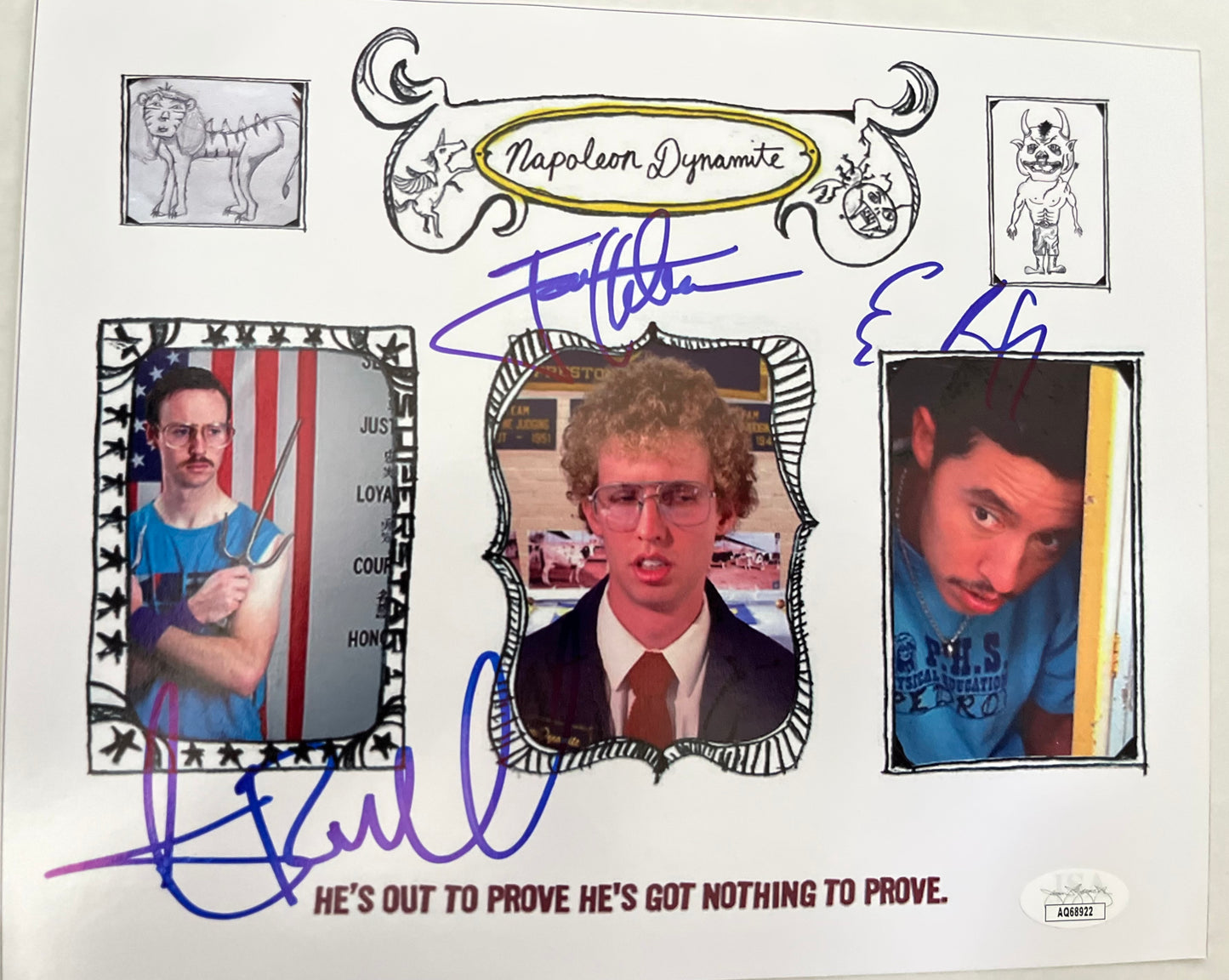 NAPOLEON DYNAMITE SIGNED 8X10 BY HEDER/RAMIREZ /BUELL w/JSA. RARE