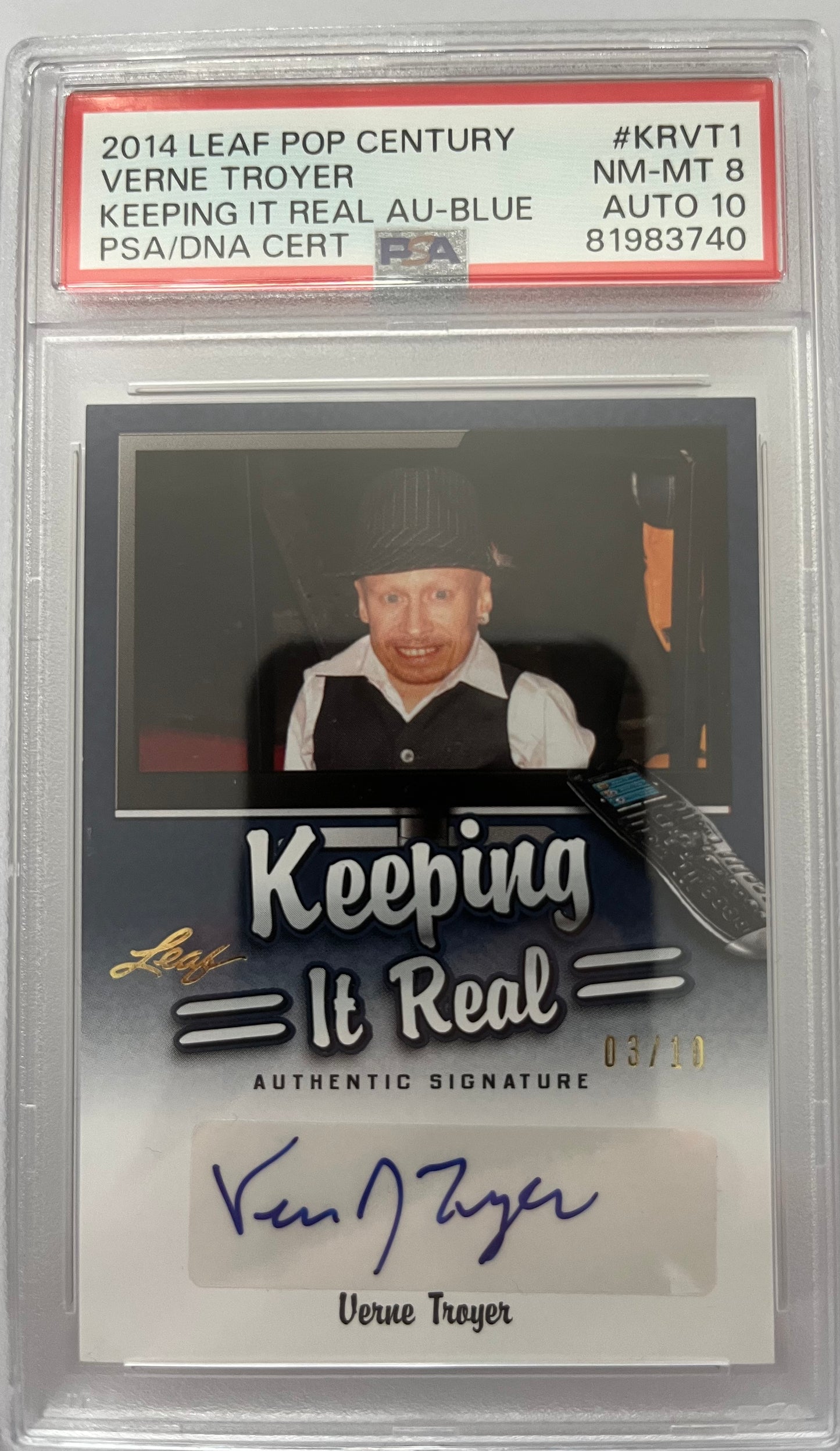 2014 Leaf Pop Century Keeping it Real Blue 3/10 Verne Troyer #KR-VT1  PSA 10 AUTO