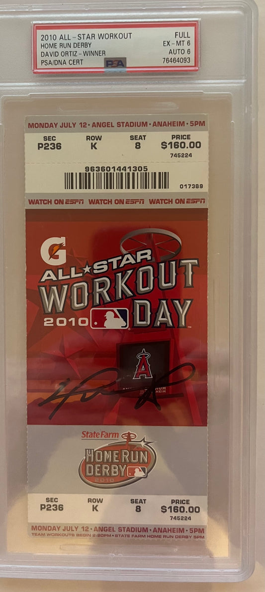 David Ortiz signed 2010 ALL STAR Workout ticket