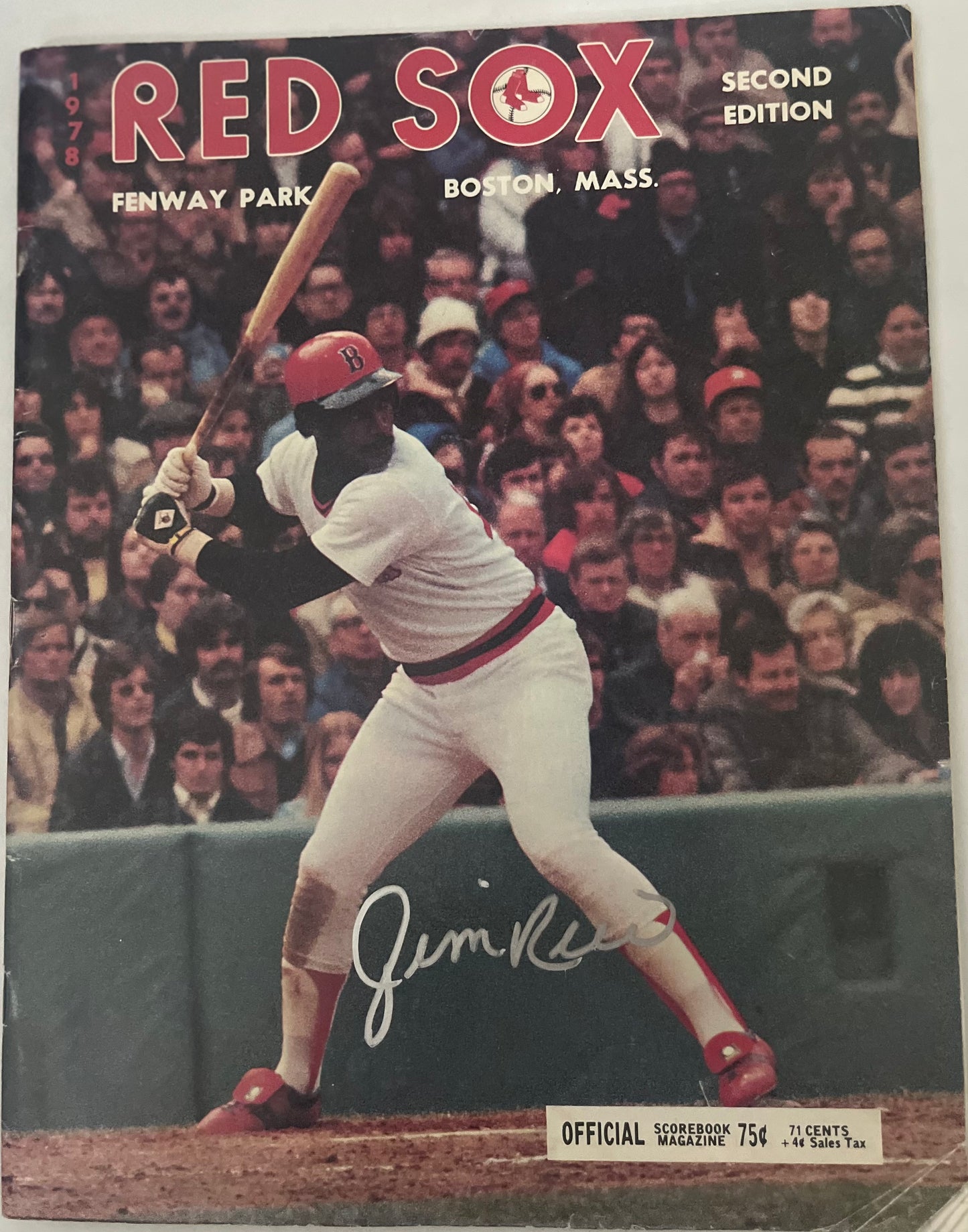 RED SOX HOF JIM RICE SIGNED 1978GAME DAY PROGRAM W/SURE SHOT CERT