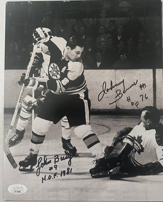 John Bucyk and Johnny Bower dual signed 8x10 photo