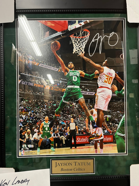 Celtics Jayson Tatum  signed 16x20  Profressionally mattted and framed to 22x24