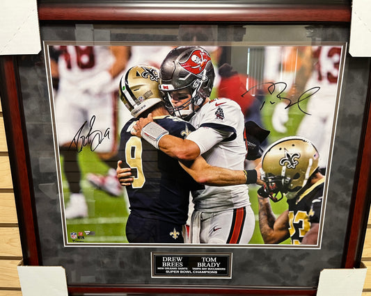 Tom Brady and Drew Brees an signed 16x20 Profressionally mattted and framed to 22x24