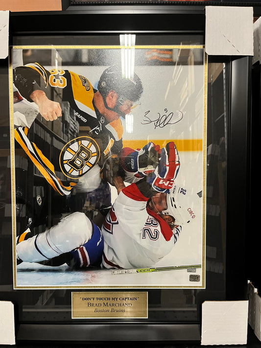Brad Marchand signed 16x20 "Montreal Fight" Profressionally mattted and framed to 22x24