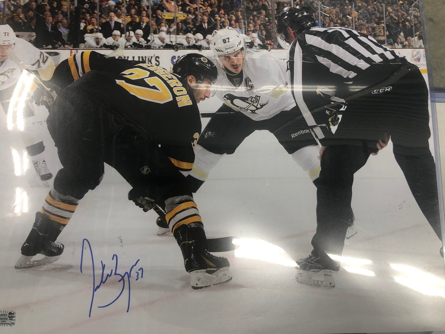 Patrice Bergeron signed 16x20 with Bergeron hologram