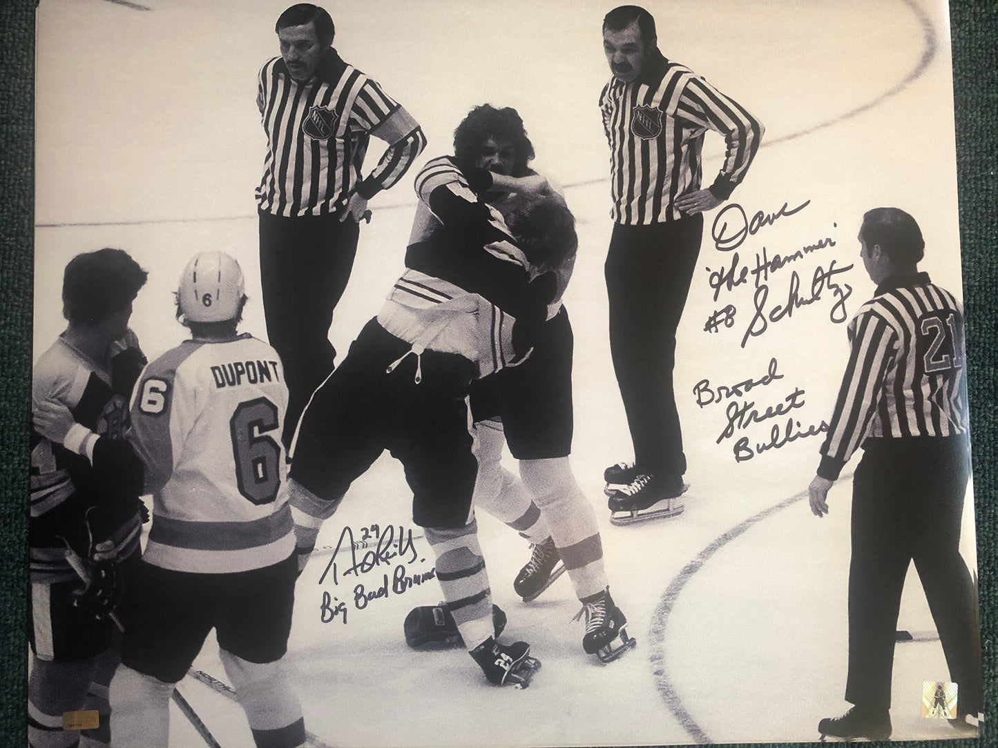 Terry O'Reilly and Dave Schultz dual signed 16x20 with double inscription, NEP and Schultz hologram