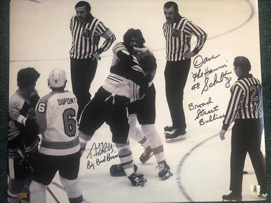 Terry O'Reilly and Dave Schultz dual signed 16x20 with double inscription, NEP and Schultz hologram