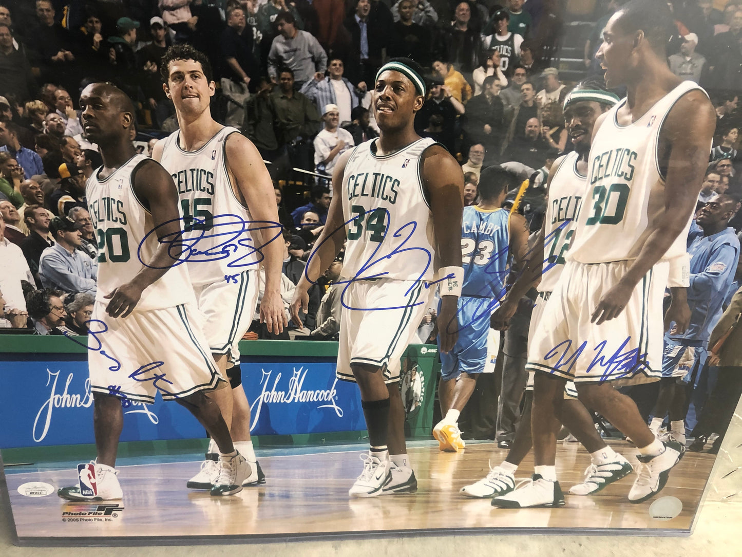 2004-05 Boston Celtics starting 5 with HOF Paul Pierce & Gary Payton with JSA