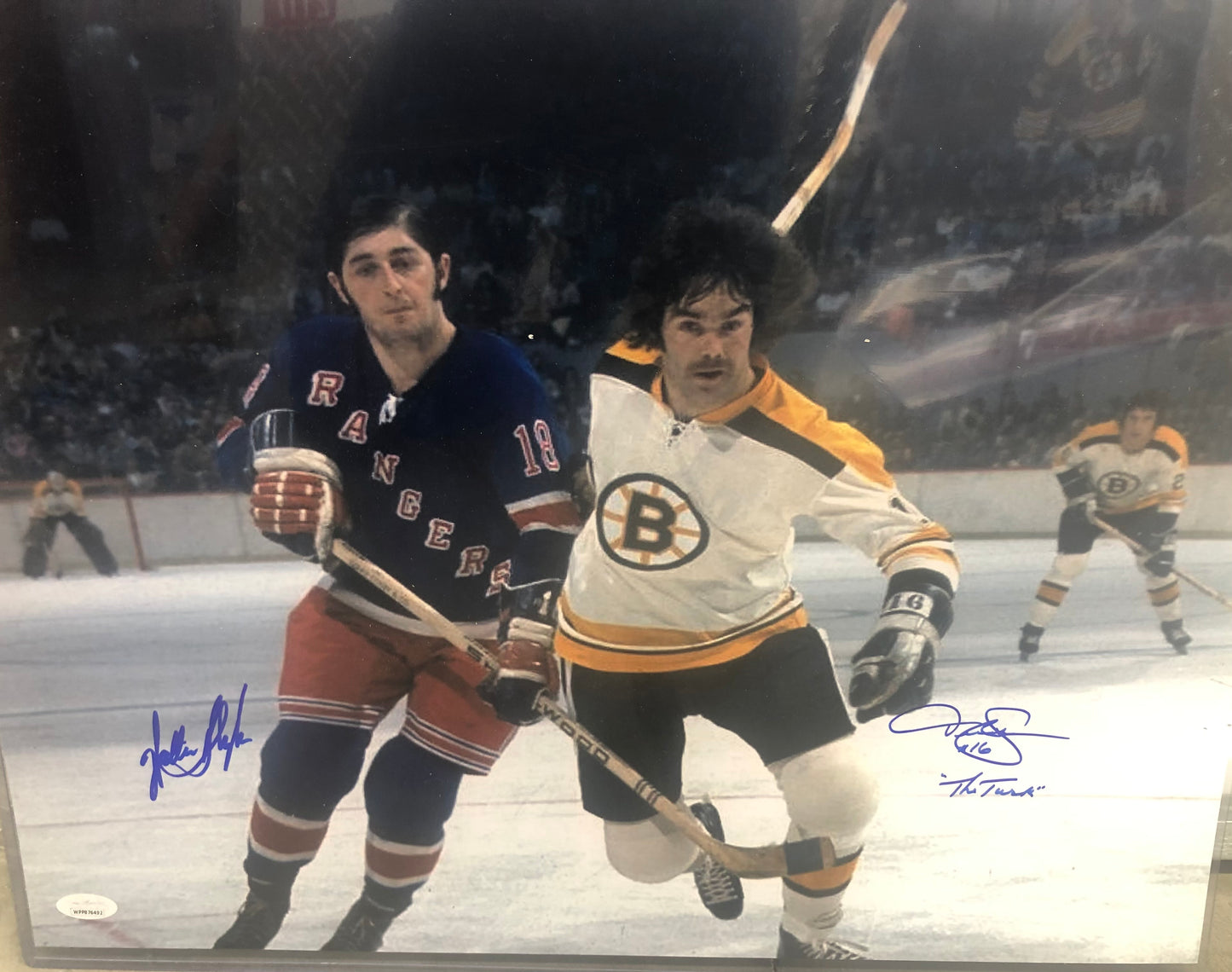 Derek Sanderson & Walter Tkachuk signed 16x20 with Inscription and JSA Witness