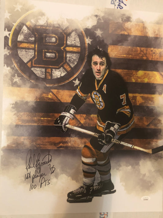 Phil Esposito signed 16x20 with inscription and JSA Witness PGACOLLECTIBLES EXCLUSIVE
