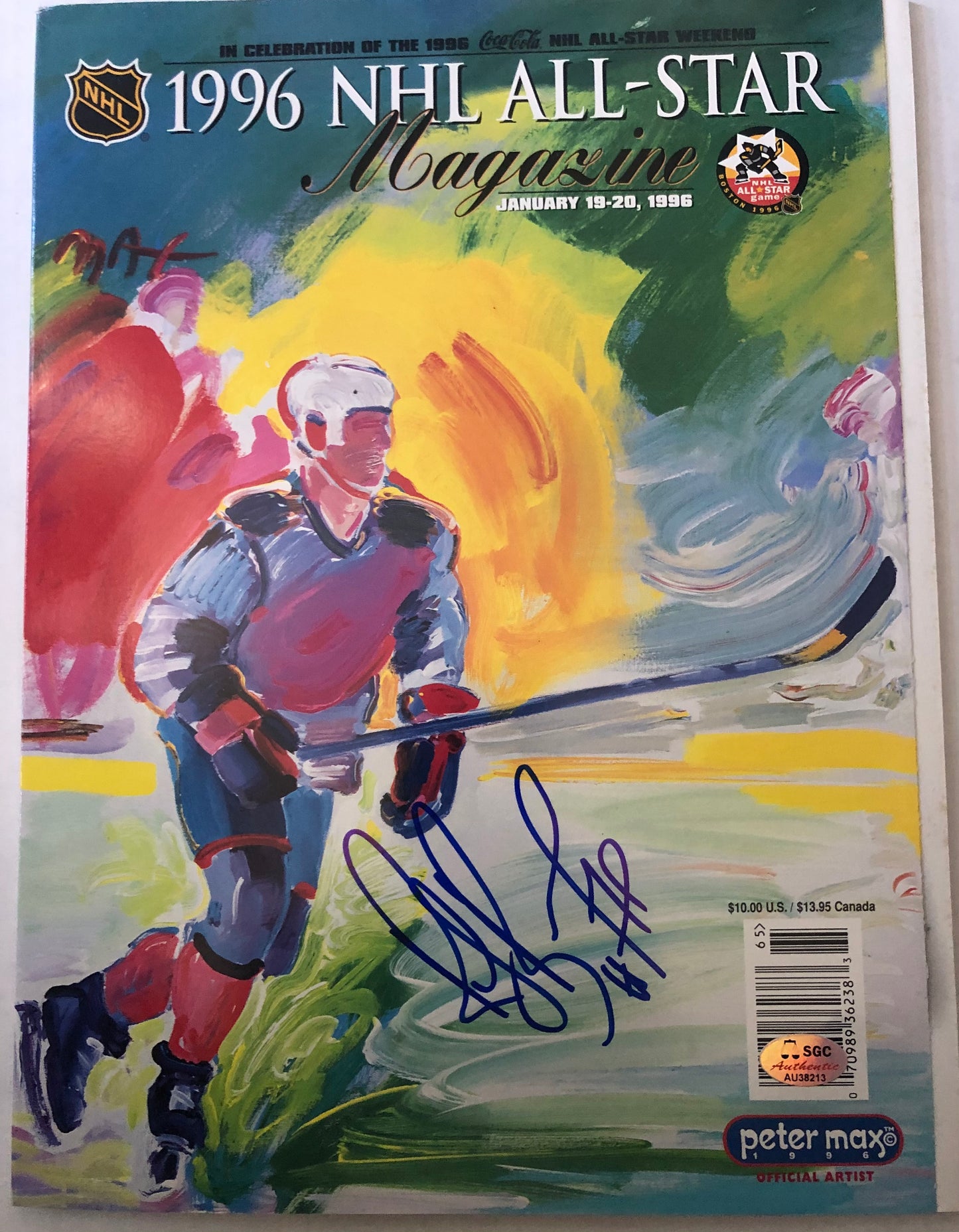 Ray Bourque signed 1996 All Star Game Program with SGC Cert Ray was MVP