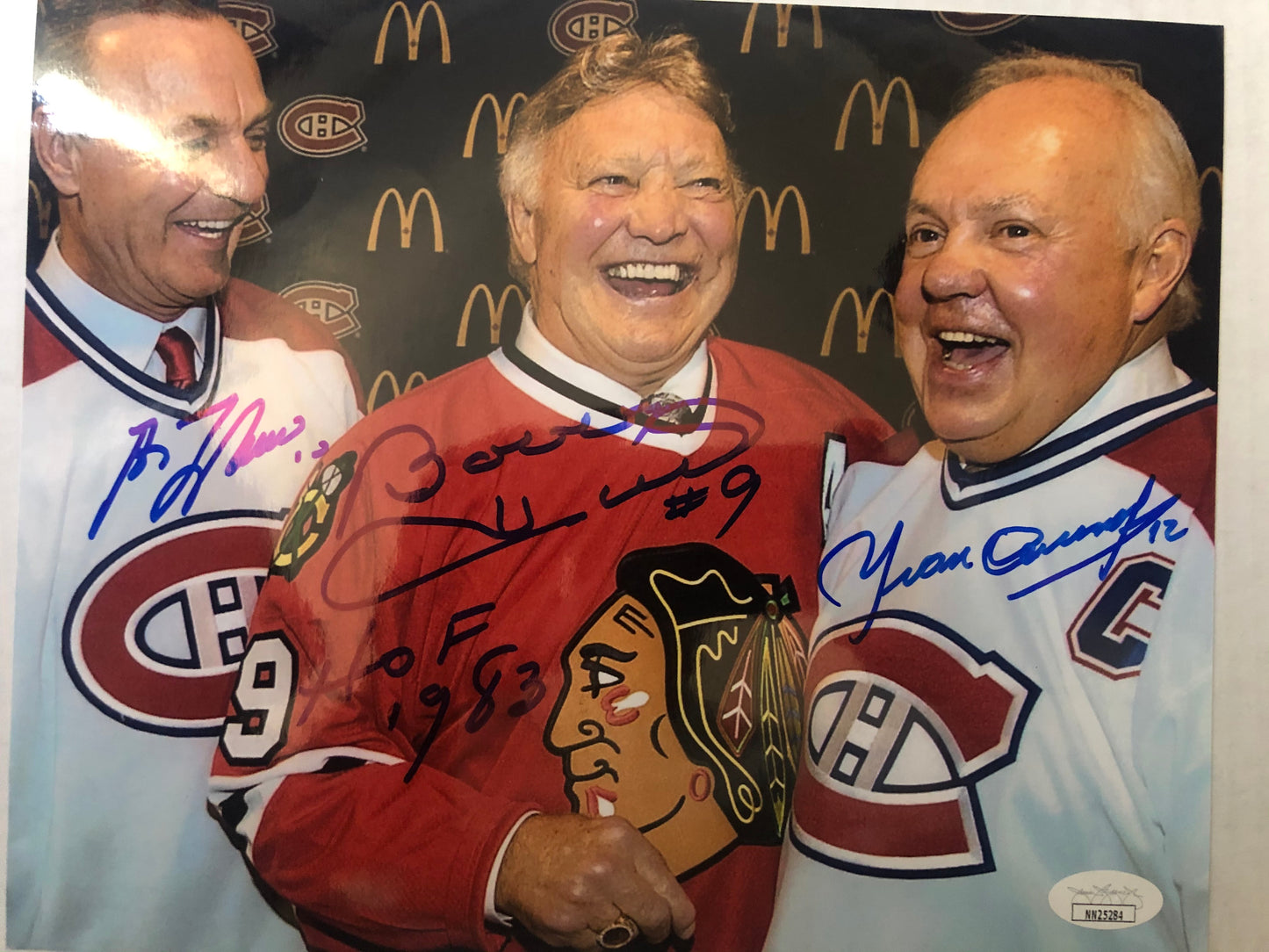 Guy LaFleur, Bobby Hull & Yvon Cournoyer signed 8x10 with JSA Cert