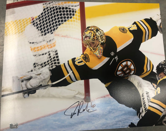 Tuukka Rask signed 16x20 "The Save" with Rask Hologram