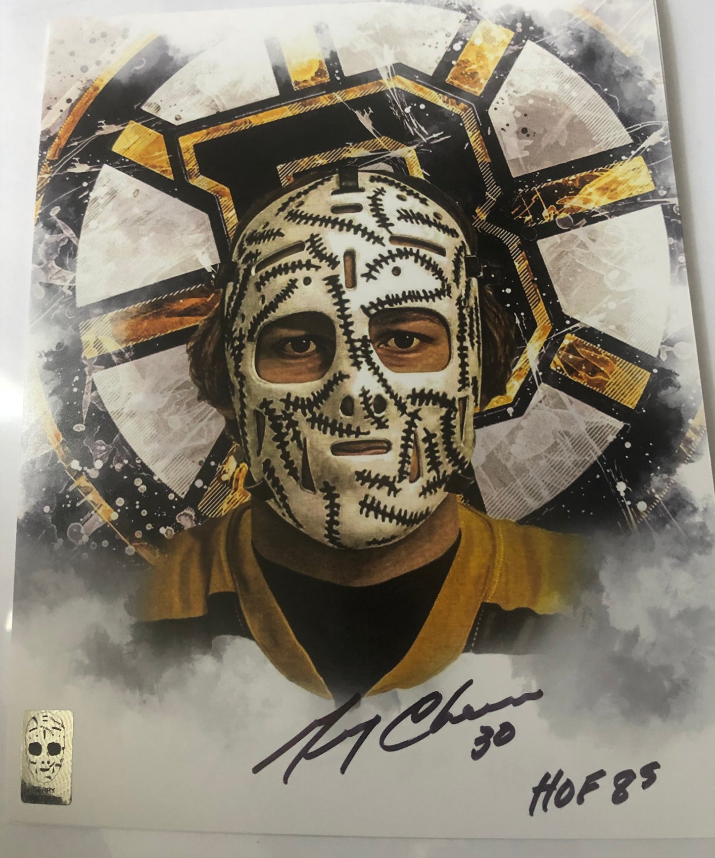 Bruins HOF Gerry Cheevers signed 8x10