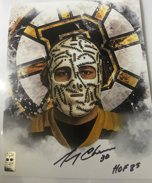 Bruins HOF Gerry Cheevers signed 8x10