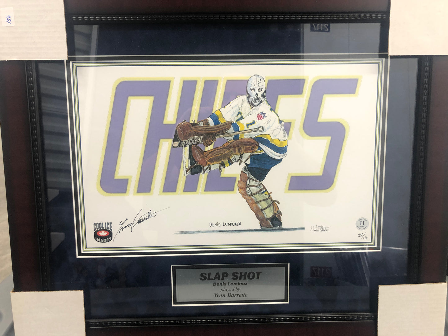 Slap Shot Yvon Barrette signed and framed 11x14 limited edition print