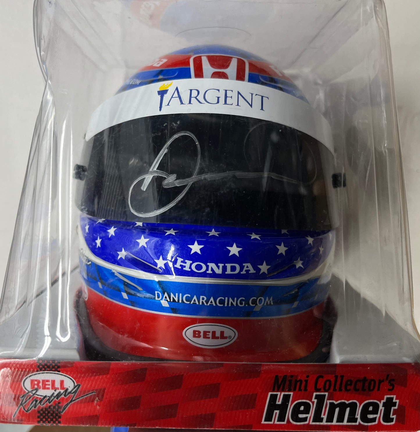 Argent Danica Patrick signed mini helmet
