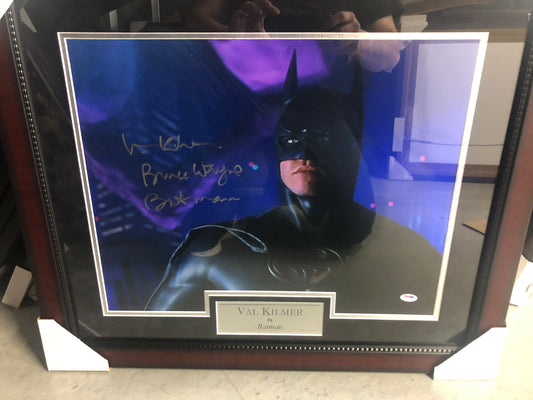 Val Kilmer signed and framed 16x20 with Batman and Bruce Wayne inscriptions with PSA/DNA