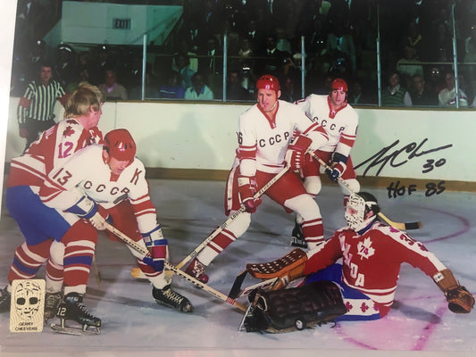 Bruins HOF Gerry Cheevers signed 8x10 Team Canada