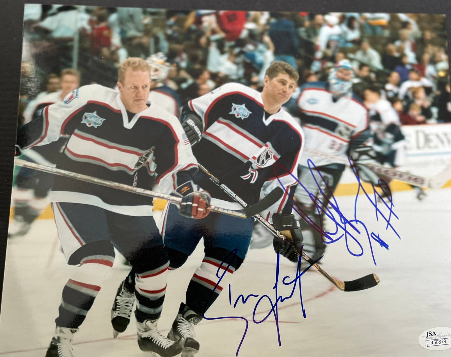 HOF Ray Bourque & Brian Leetch signed 8x10 rare AS photo