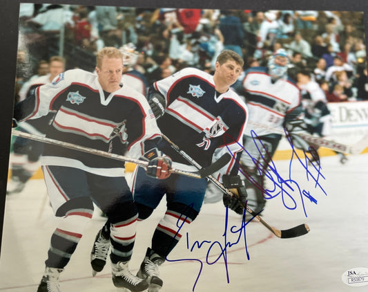 HOF Ray Bourque & Brian Leetch signed 8x10 rare AS photo
