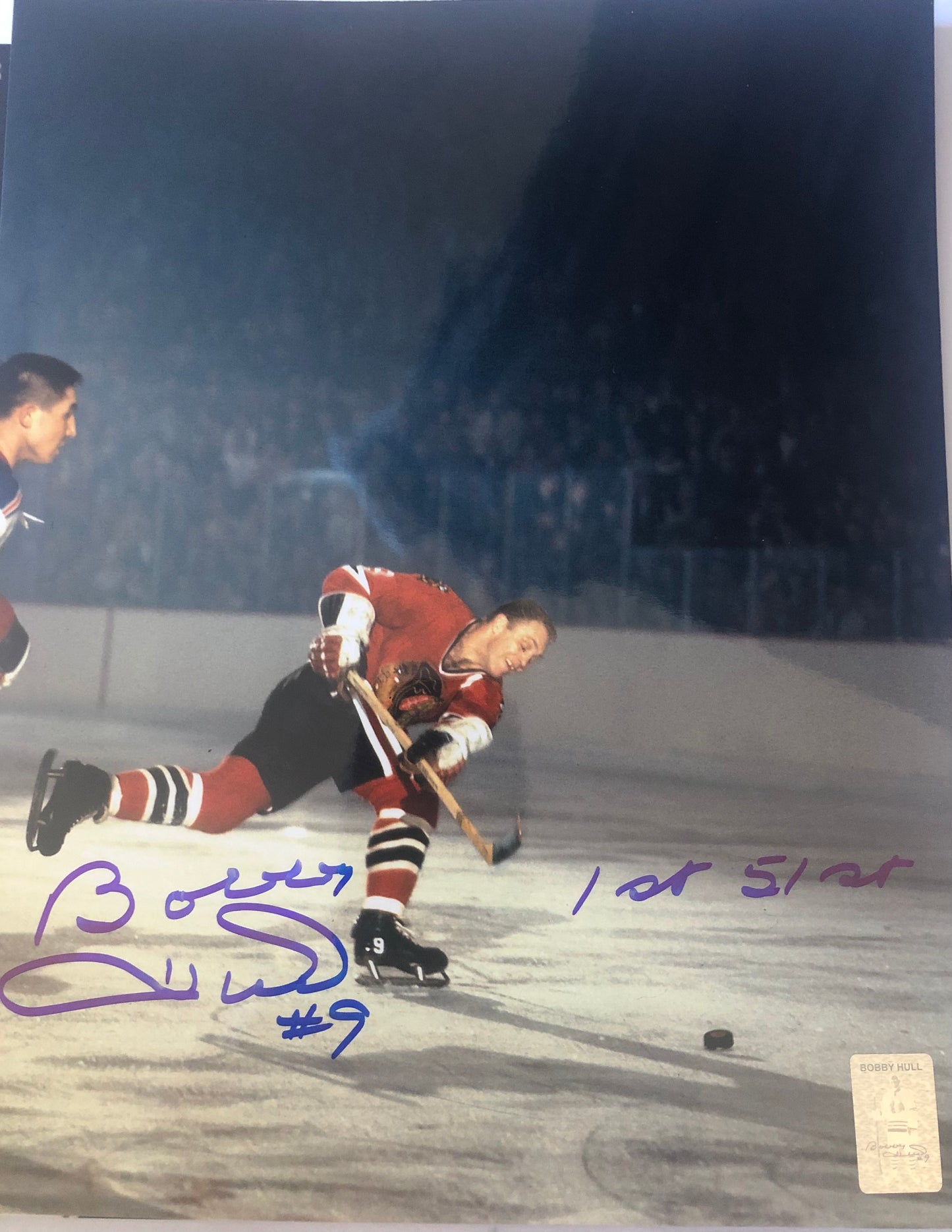Bobby Hull signed 8x10 Black Hawks HOF