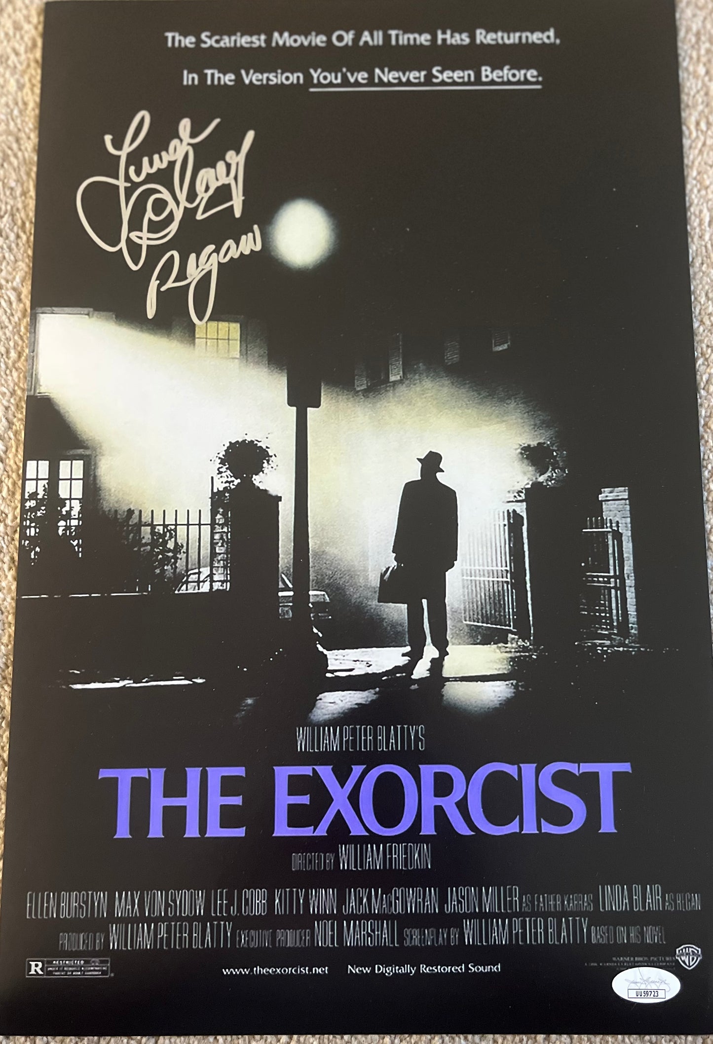 Exorcist Linda Blair signed 10x18 movie poster photo