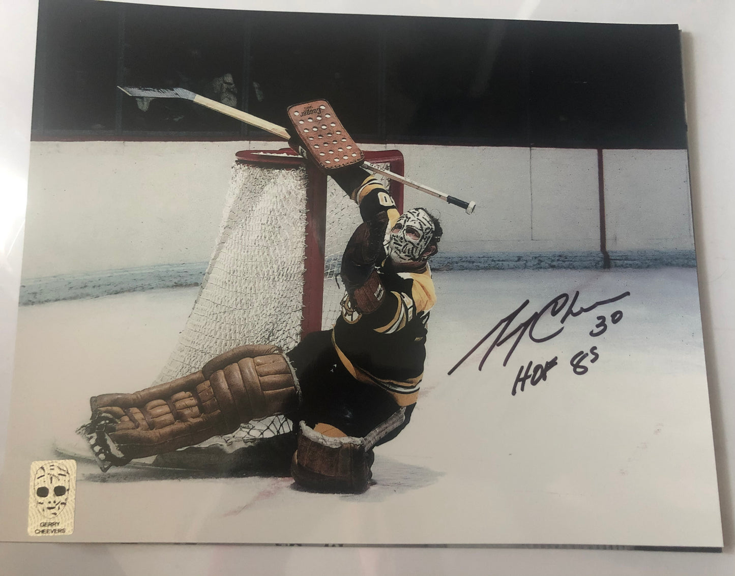 Bruins HOF Gerry Cheevers signed 8x10