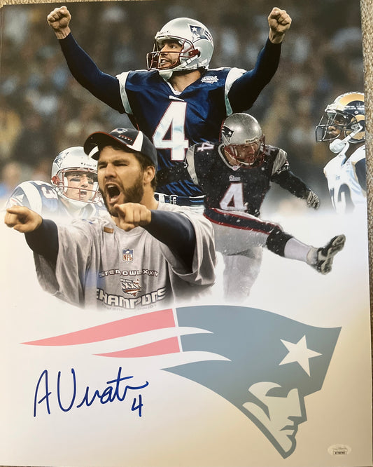 Patroits Adam Vinatieri signed custom career 16x20