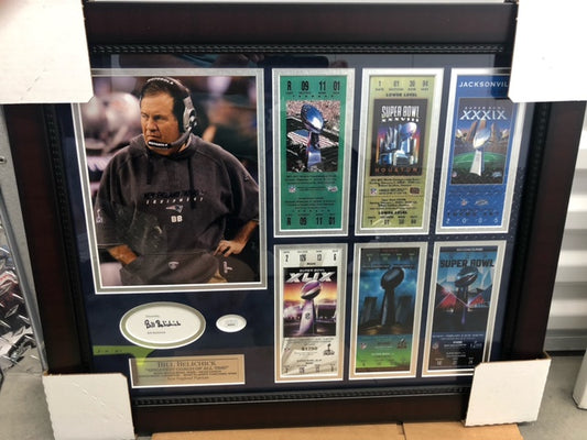 Patroits Bill Belichick custom framed tribute Super Bowl piece JSA certed