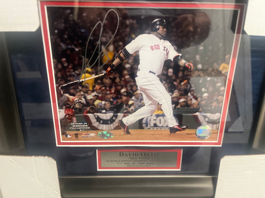 RED SOX LEGEND DAVID ORTIZ SIGNED AND CUSTOM FRAMED 8X10 W/NEP CERT
