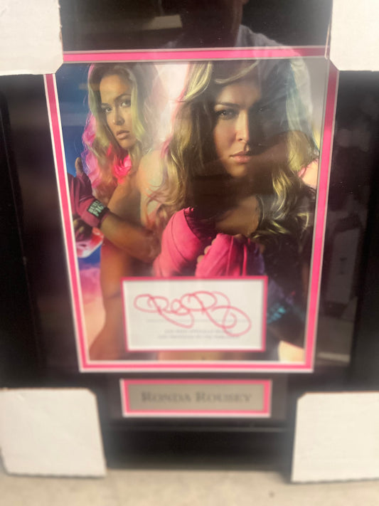UFC CHAMPION RHONDA ROUSEY SIGNED CUT AND CUSTOM FRAME AND MATTING W/JSA