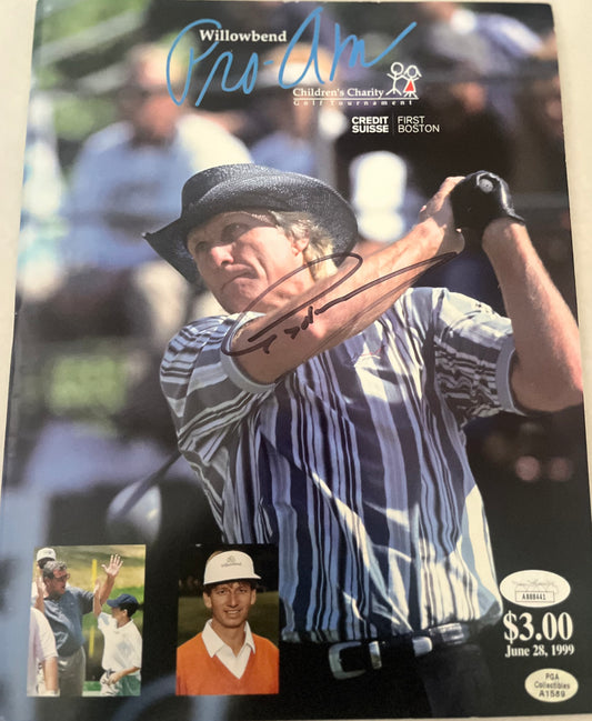 PGA LEGEND GREG NORMAN SIGNED WILLOWBEND PROGRAM W/JSA   RARE