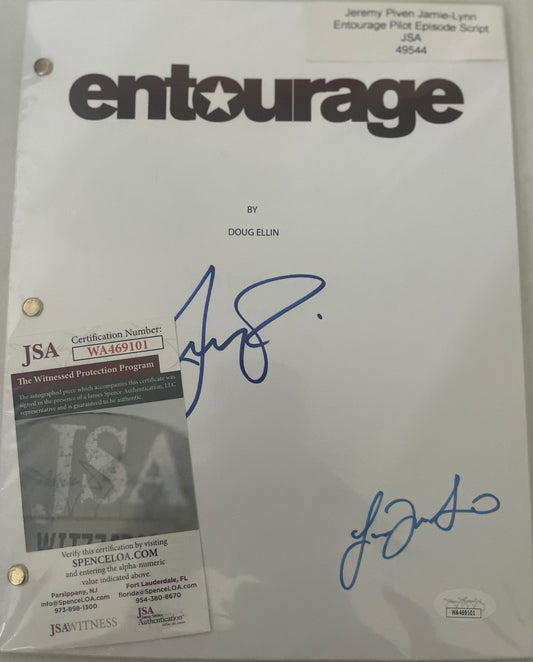 JEREMY PIVEN & JAMIE-LYNN SIGLER SIGNED FULL SCRIPT "ENTOURAGE" W JSA WITNESS