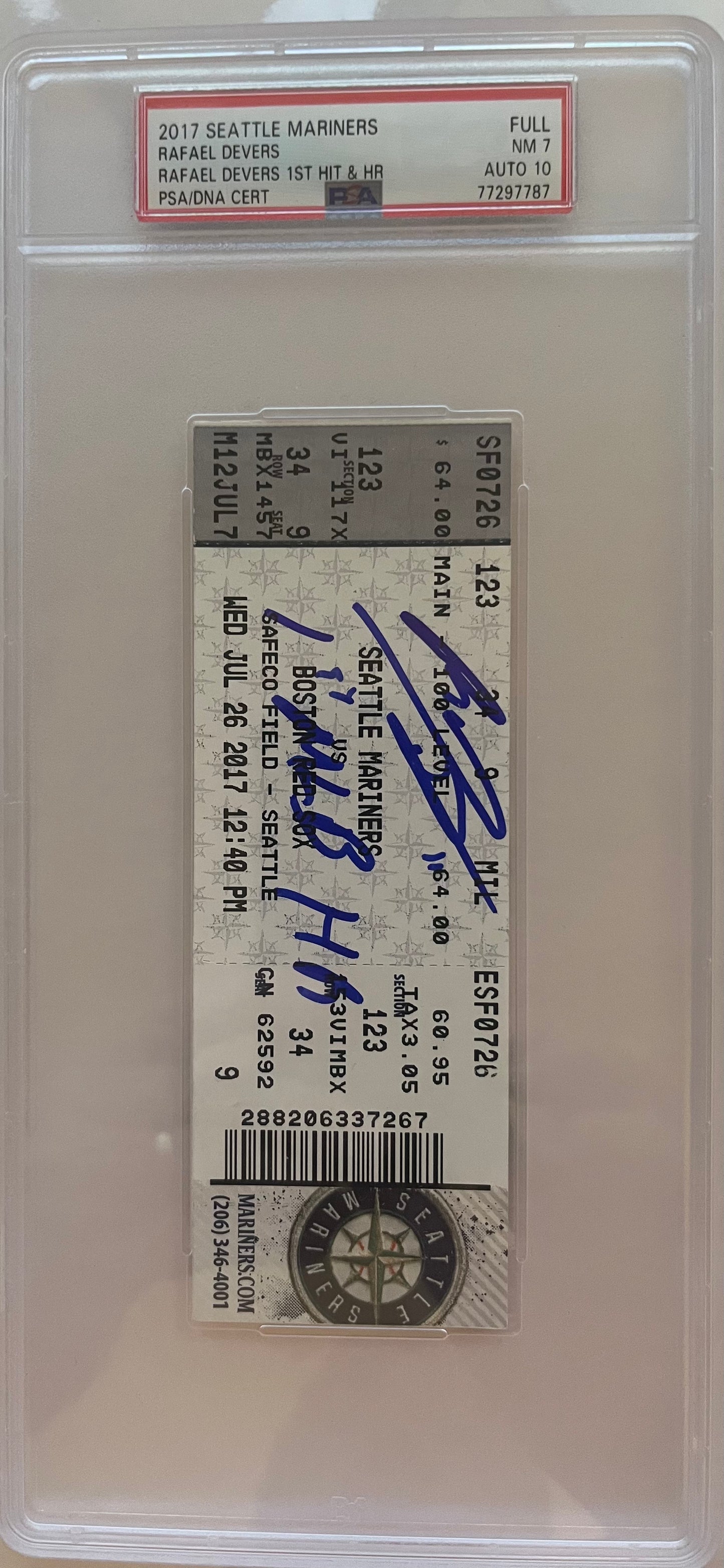 Rafael Devers signed full ticket w/inscription  1st HR and hit