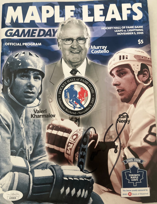 CAM NEELY SIGNED MAPLE LEAF GAMEDAY PROGRAM  HOF   W/JSA