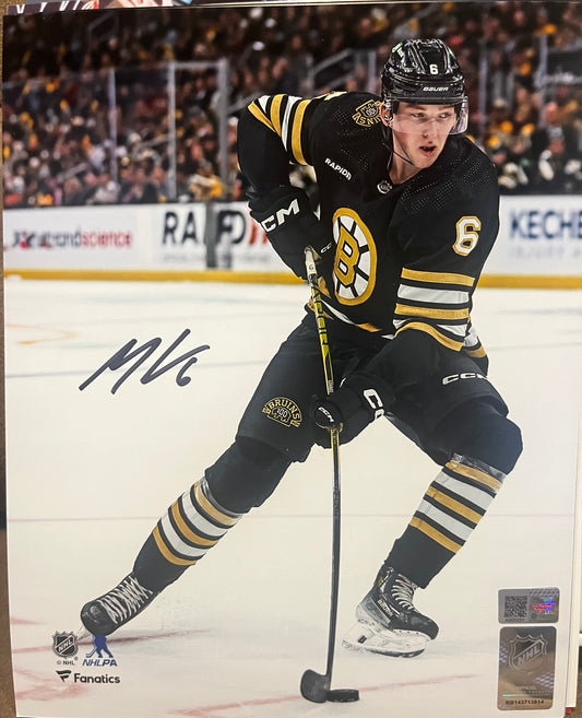 Mason Lohrei signed 8x10  with NEP Cert Boston Bruins