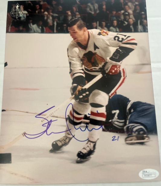 STAN MIKITA SIGNED 8X10 CHICAGO LEGEND   W.JSA     DECEASED