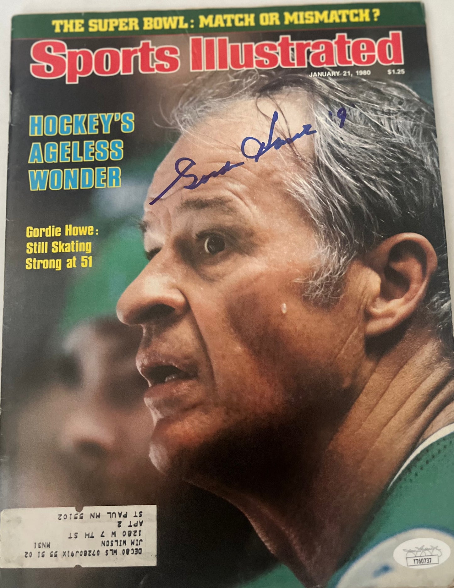 GORDIE HOWE SIGNED 1980 SPORTS ILLUSTRATED MAGAZINE W/JSA. DECEASED