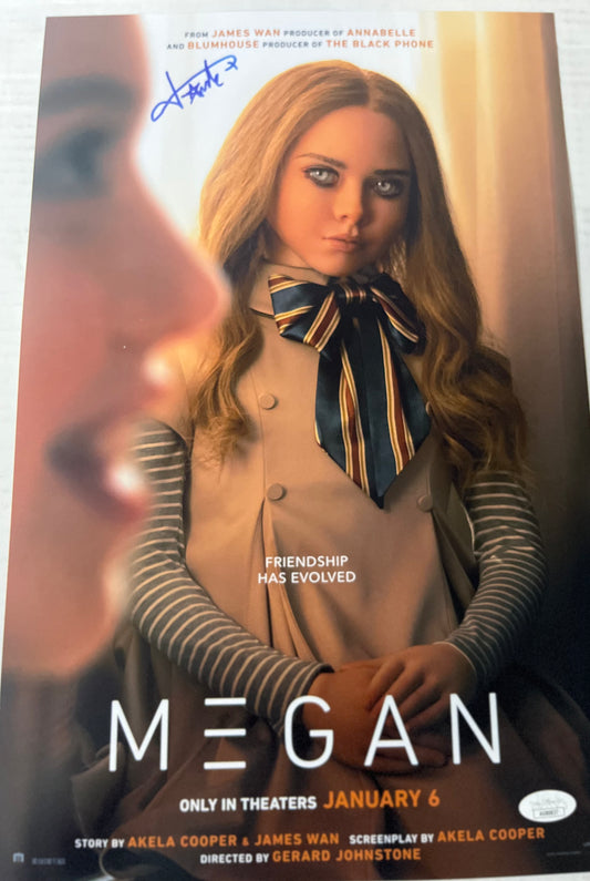 AMIE DONALD SIGNED 12X18  MEG3N MOVIE POSTER W/JSA WITNESS