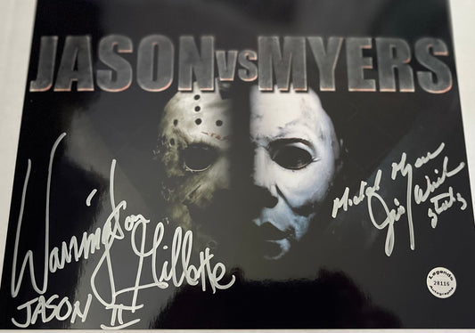 JASON VS MYERS SIGNED 8X10 SIGNED BY GILETTE & WINBURN INSCRIBED