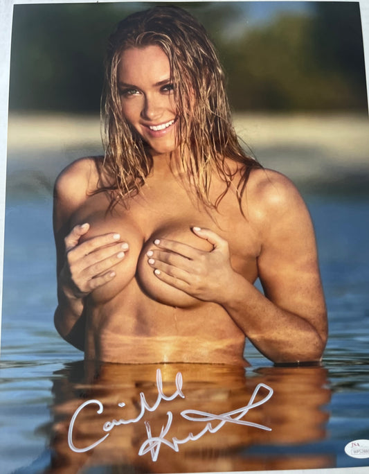 CAMILLE KOSTEK SIGNED 11X14 SPORTS ILLUSTRATED COVER MODEL  W/JSA WITNESS ON METALLIC PAPER